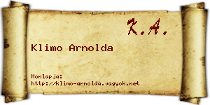 Klimo Arnolda névjegykártya